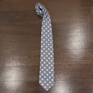 BRAND NEW MEN'S CLERICCI ITALY 100% SILK BLUE SILVER GREY NECK TIE $110